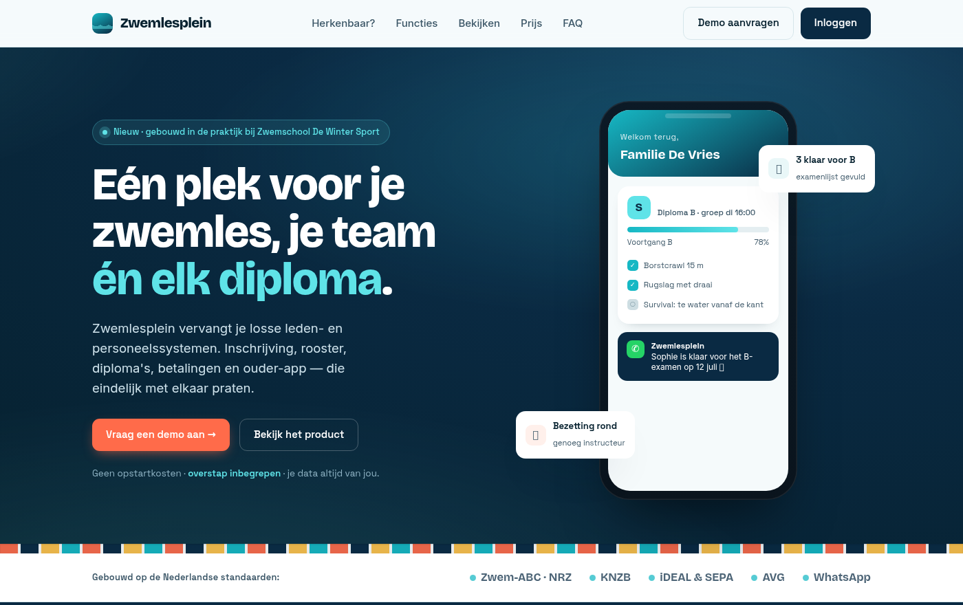 Zwemlesplein — software voor zwemscholen